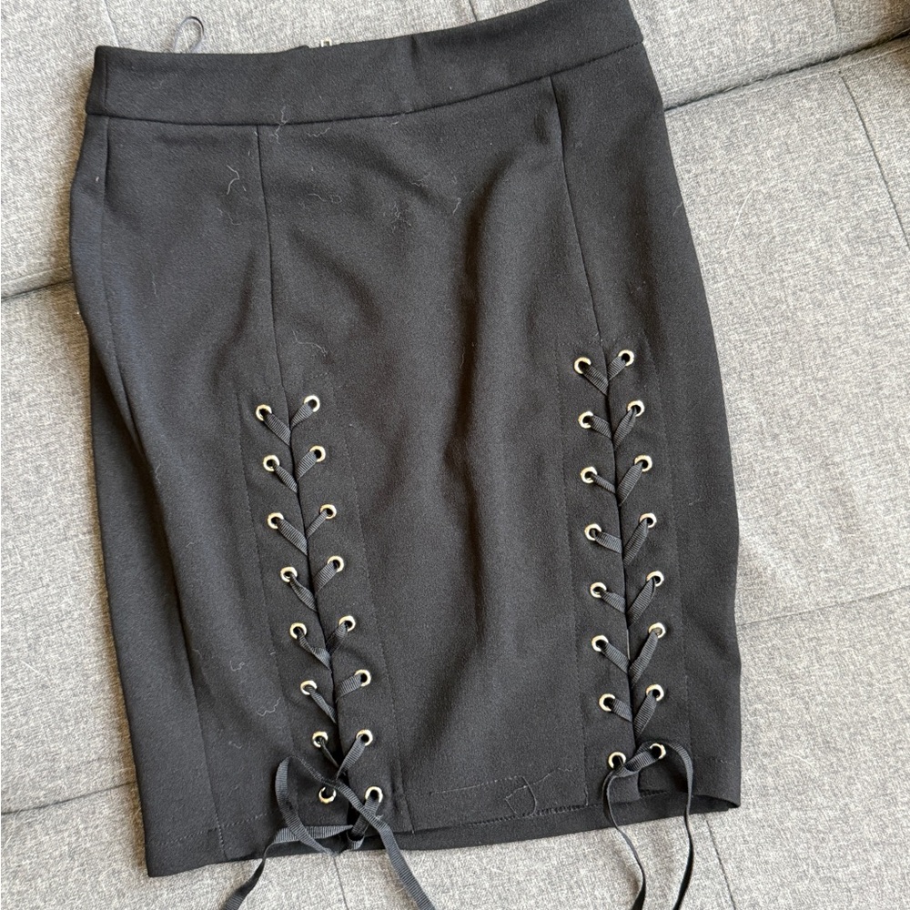 Black Lace-Up Women's Skirt